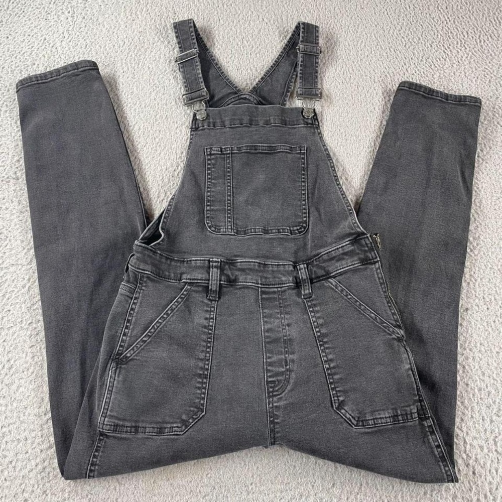 Gap Jean Overalls Bibs Denim Black Womens Size Small Black Pockets‎ Bibs